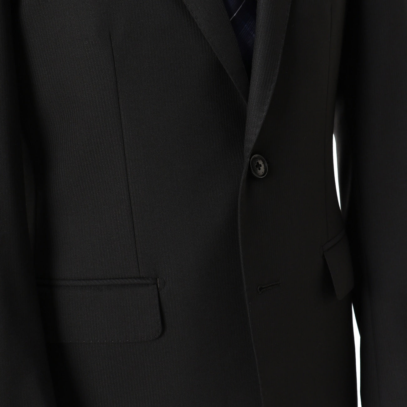 Wool Blend Shadow Stripe Slim Suit - Black_04