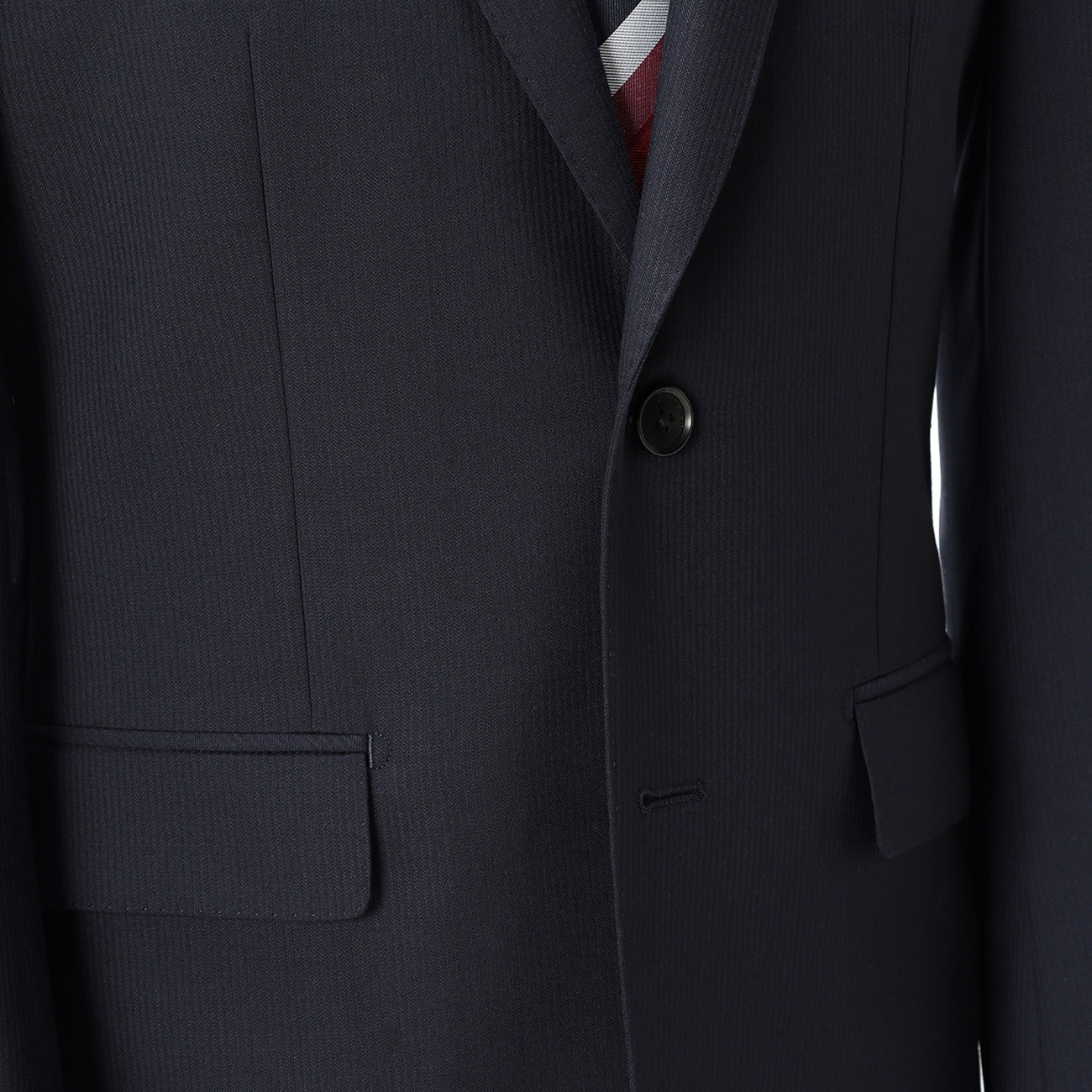 Wool Blend Shadow Stripe Slim Suit - Navy_04