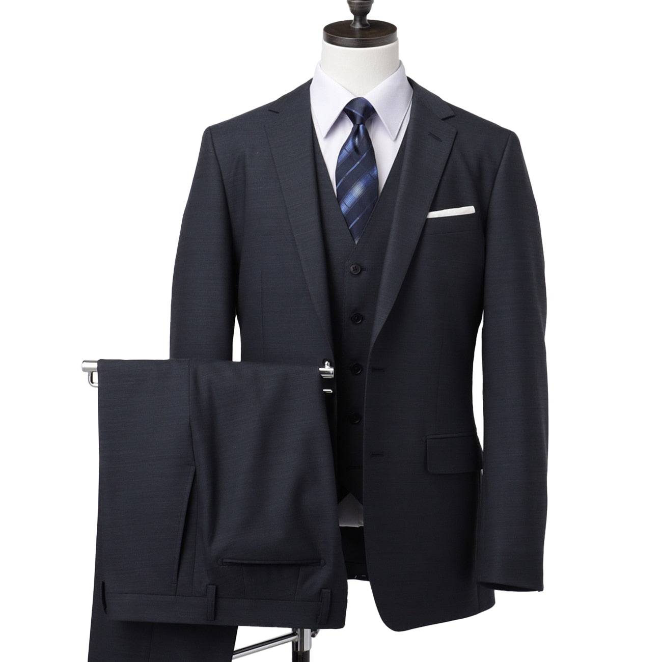 Three-piece Comfortable Slim Fit Suit - Navy_01