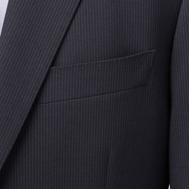 Two-pants Washable Stripe British Slim Fit Suit - Navy_03