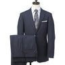 Two-pants Washable Wool Blend Navy Blue Check British Slim Suit_01