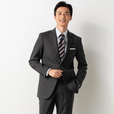 Two-pants Washable Wool Blend Gray Herringbone British Slim Suit_01