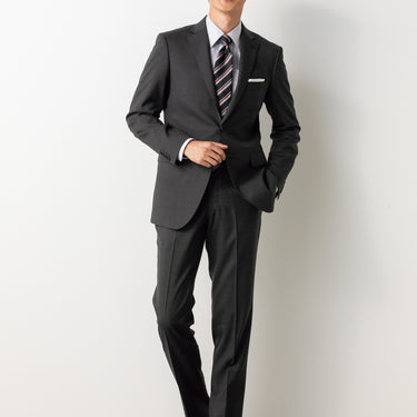 Two-pants Washable Wool Blend Gray Herringbone British Slim Suit_02