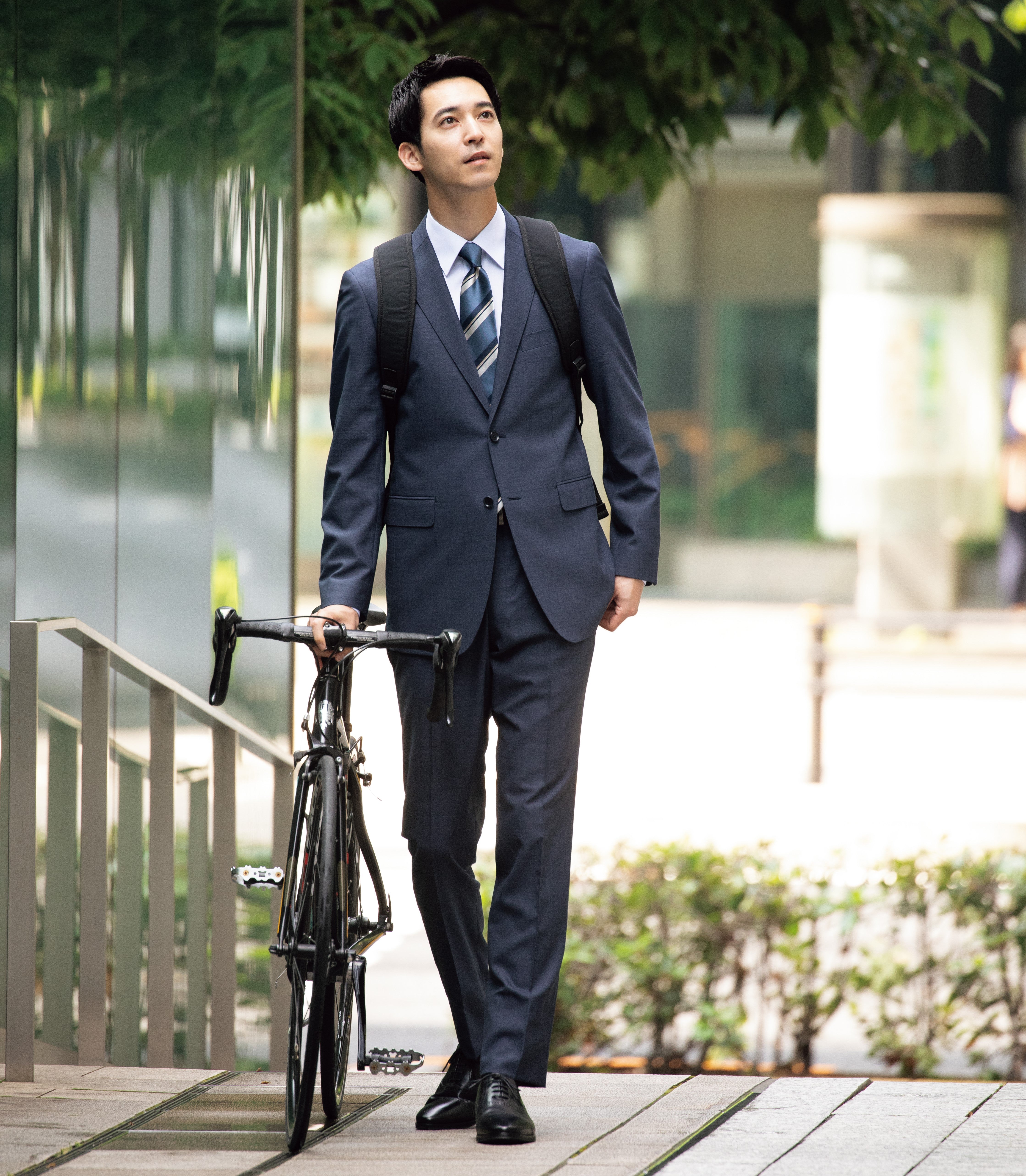 Washable Wool Blend Navy Blue British Slim Suit_03