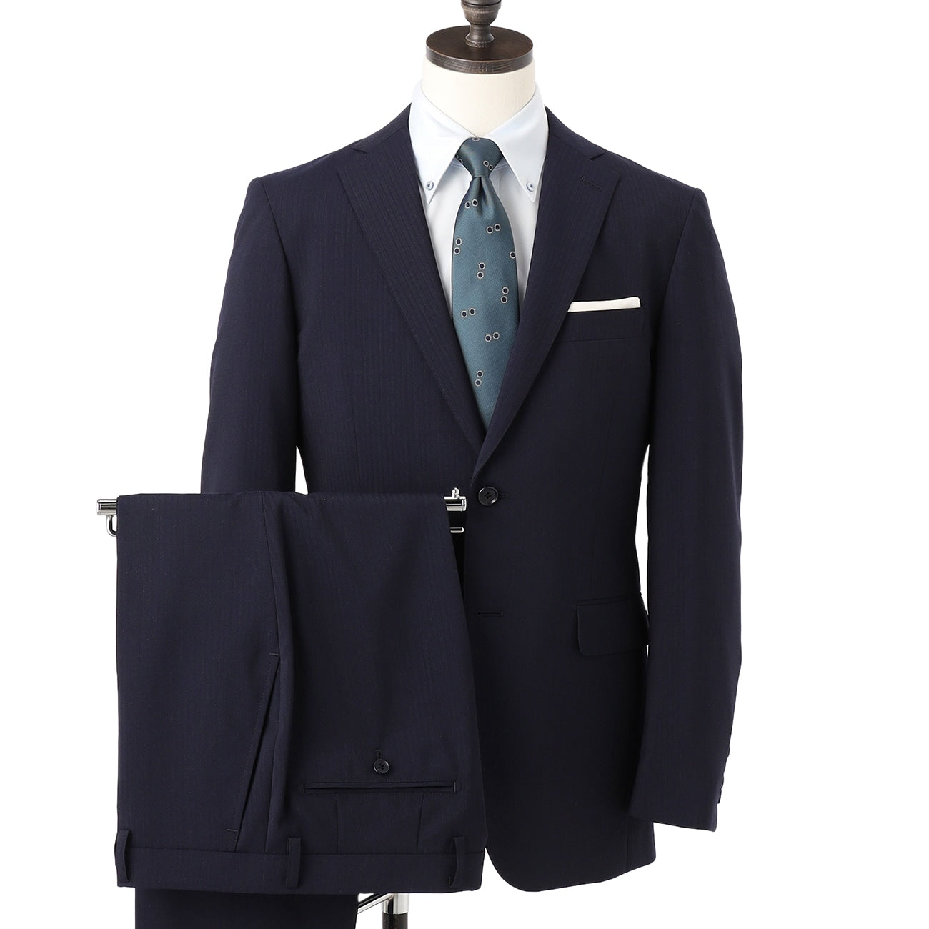 可水洗阴影 Stripe British Slim Fit Suit -深蓝