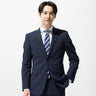 Aircool Two-pants Washable Check British Slim Fit Suit - Navy_01