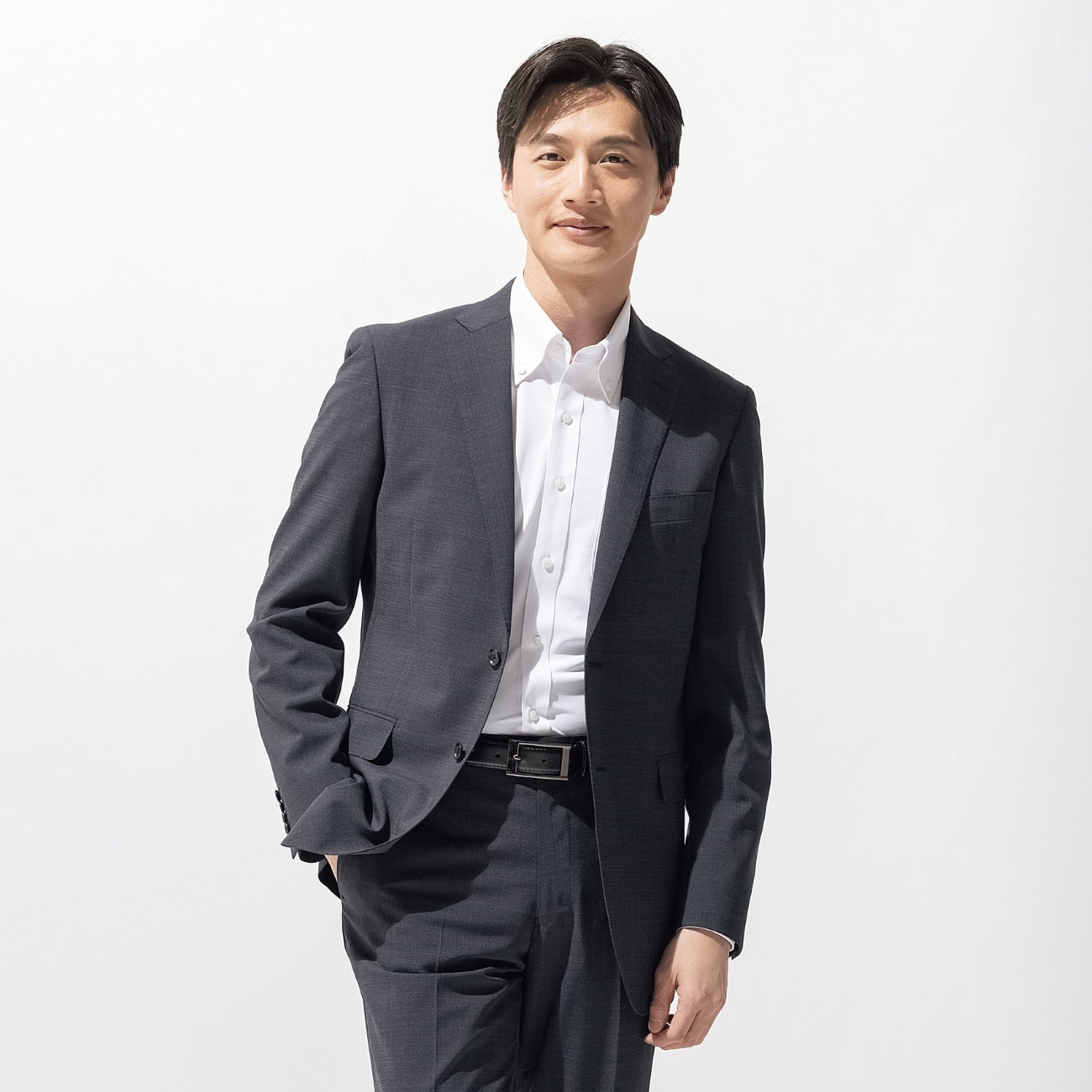 Aircool Two-pants Washable Check British Slim Fit Suit - Gray_01