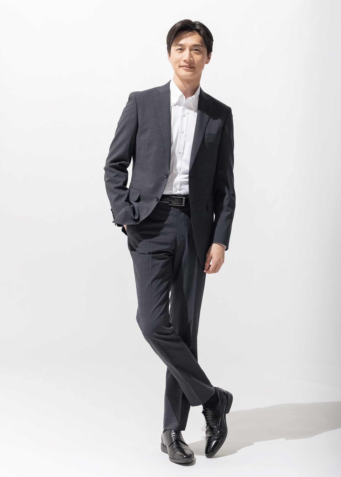 Aircool Two-pants Washable Check British Slim Fit Suit - Gray_02