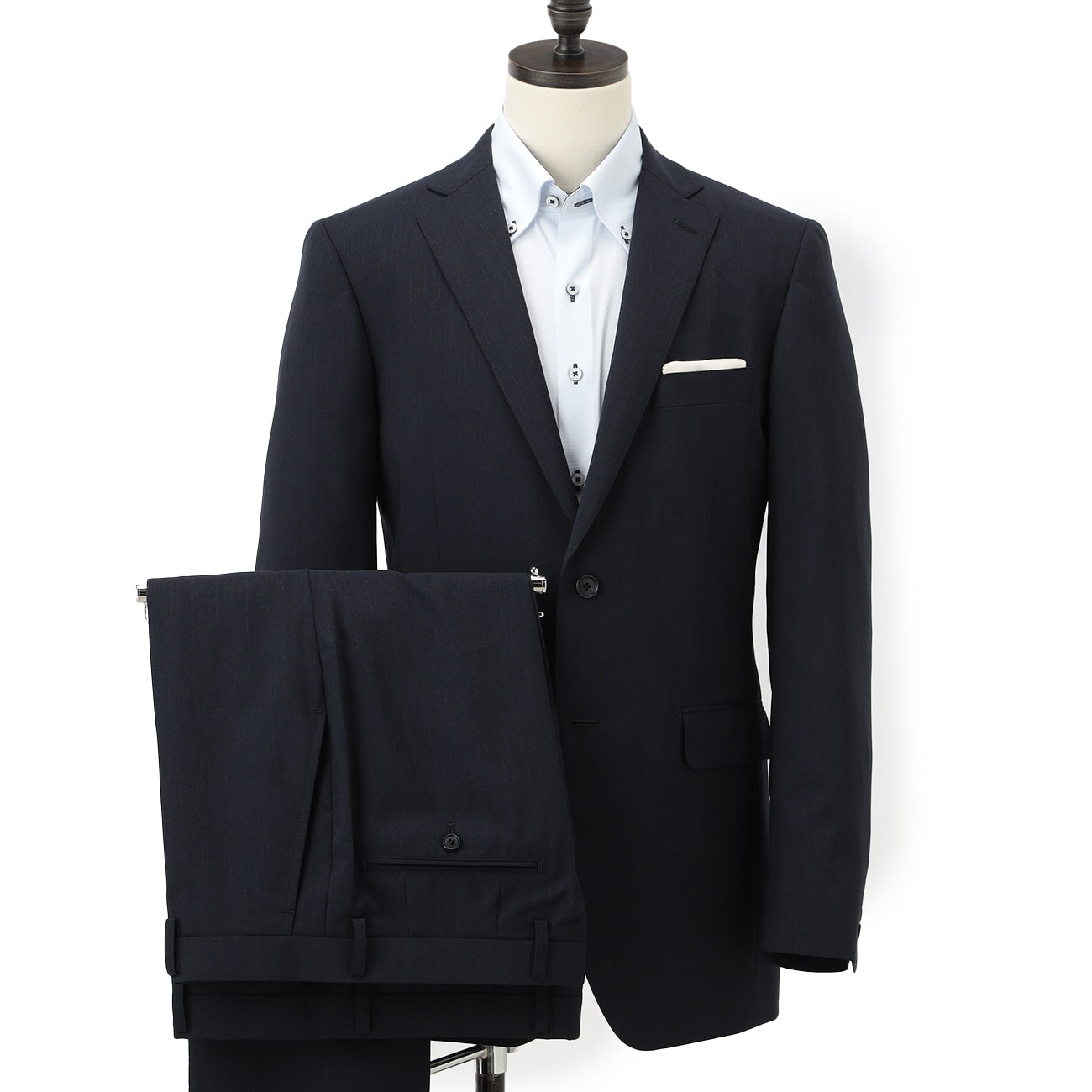 Aircool Two-pants Washable Stripe British Slim Fit Suit - Navy_01