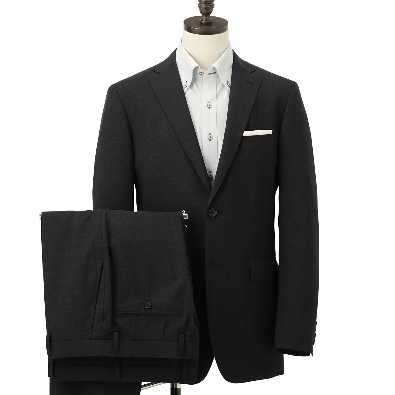 Aircool Two-pants Washable Stripe British Slim Fit Suit - Charcoal Gray_01