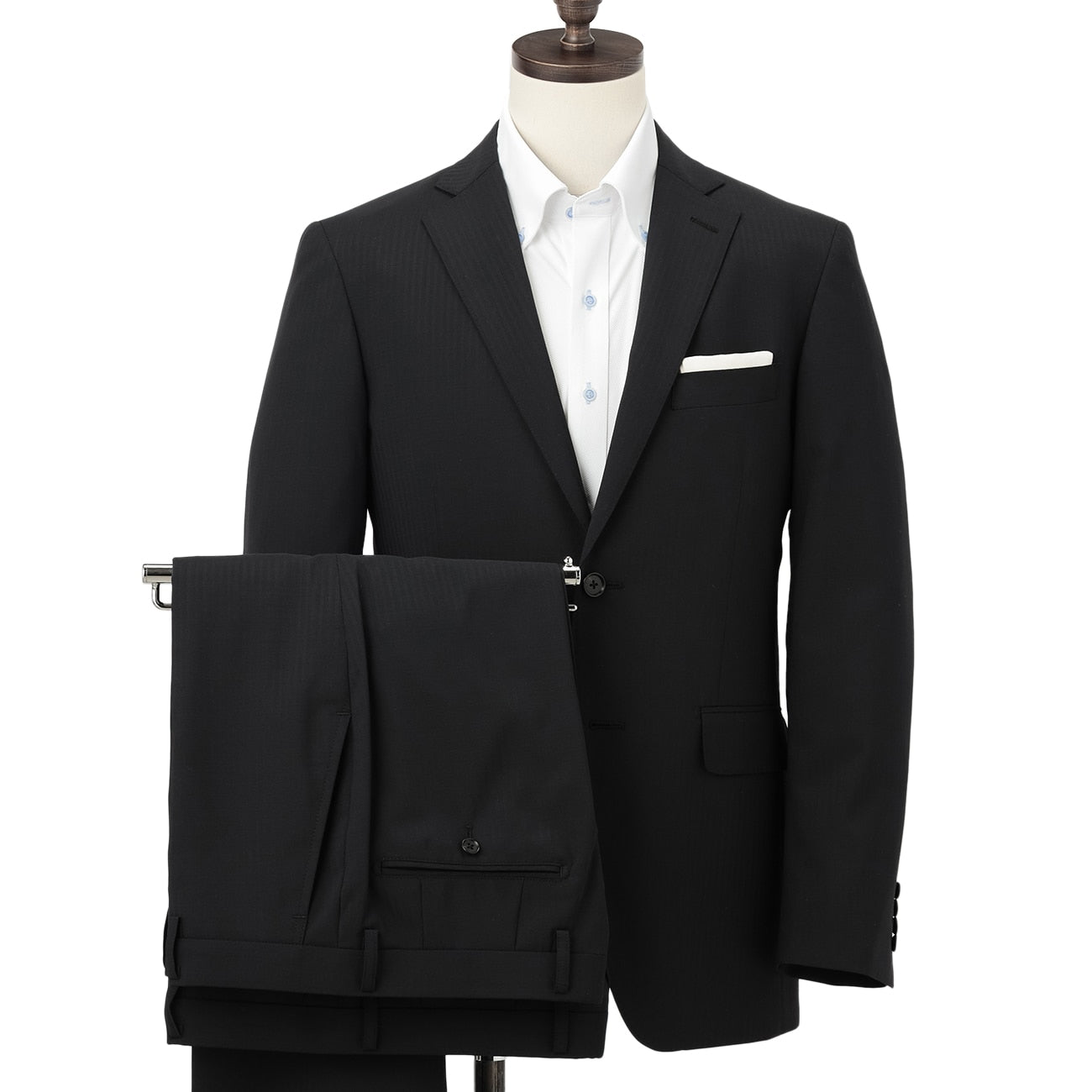 Aircool Two-pants Washable Shadow Stripe British Slim Fit Suit - Black_01