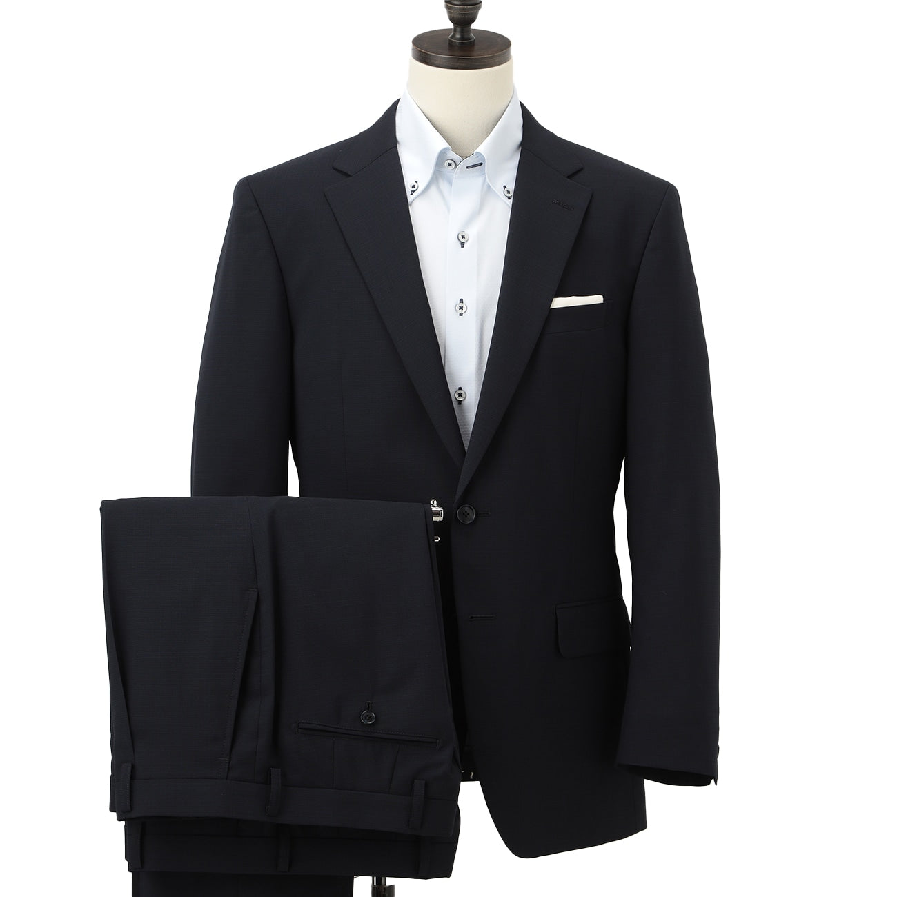 Aircool Two-pants Washable Check Suit - Navy_01