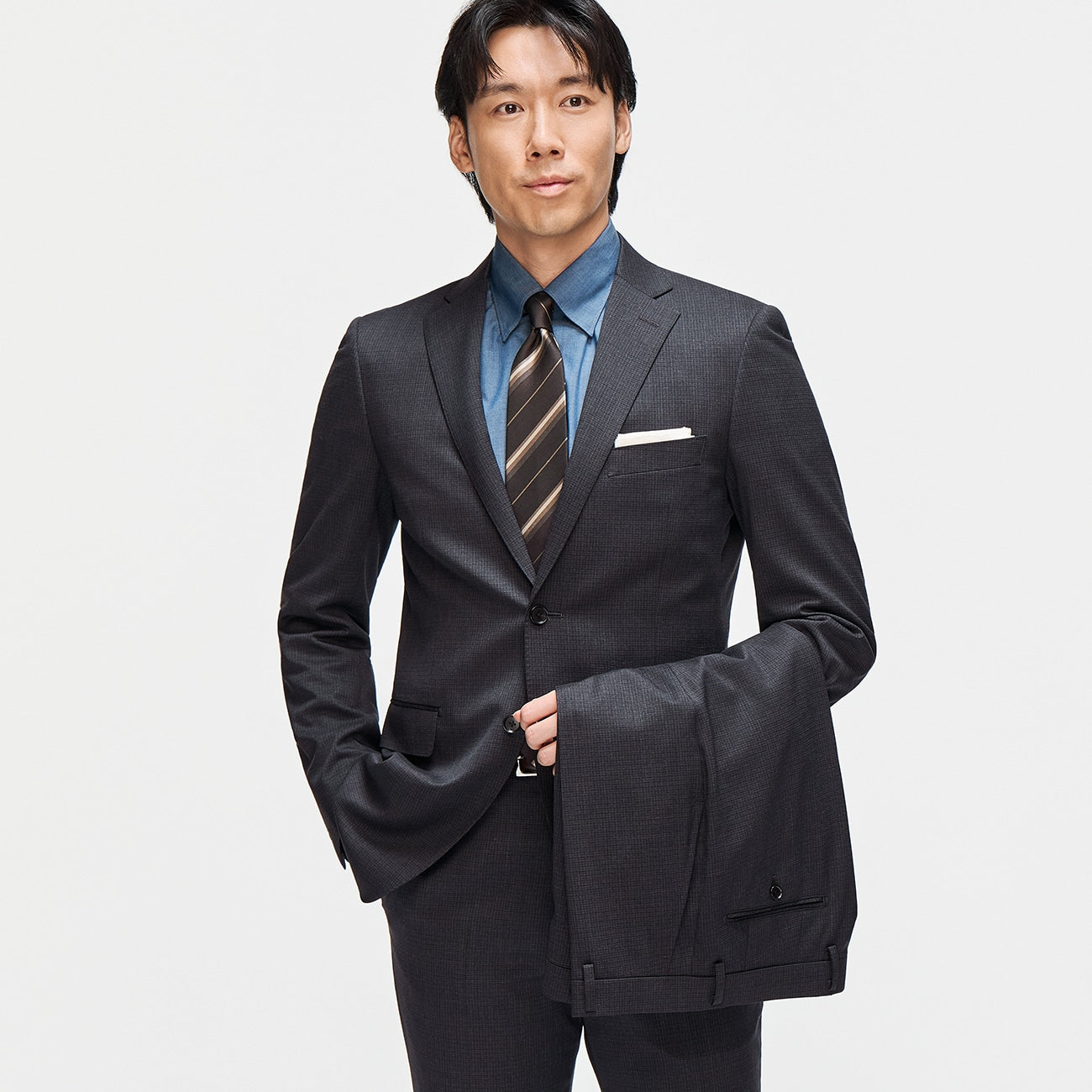 2-Pants可机洗 羊毛混纺 Micro Check Suit -浓灰 灰