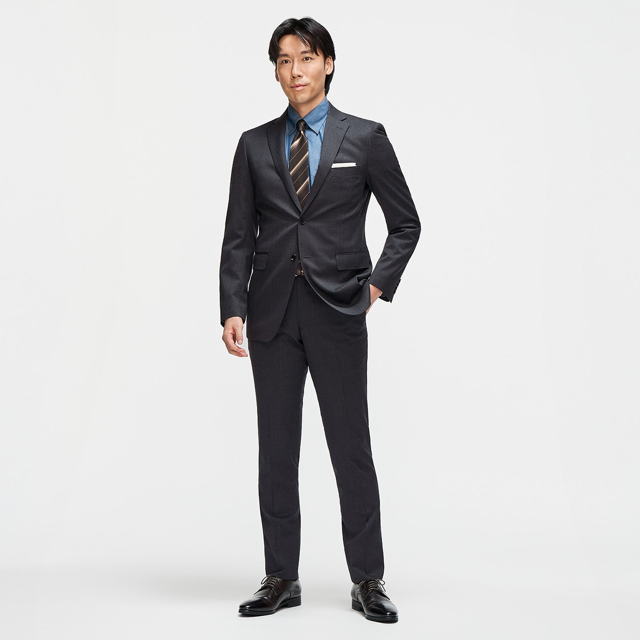 2-Pants可机洗 羊毛混纺 Micro Check Suit -浓灰 灰