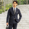 Washable Glen-plaid Slim Fit Suit - Navy_01