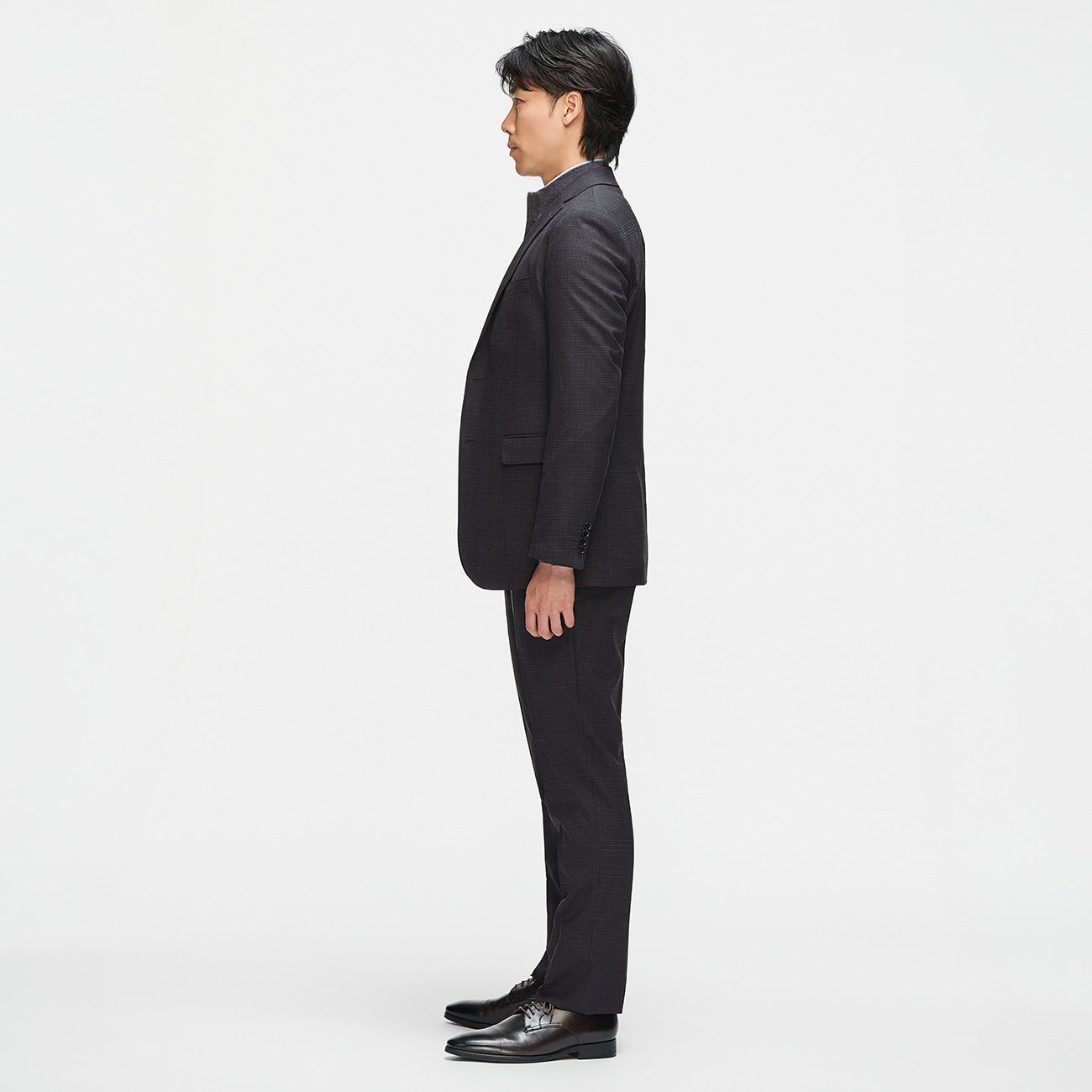 可機洗 Glen-plaid Slim Fit Suit -濃灰 灰