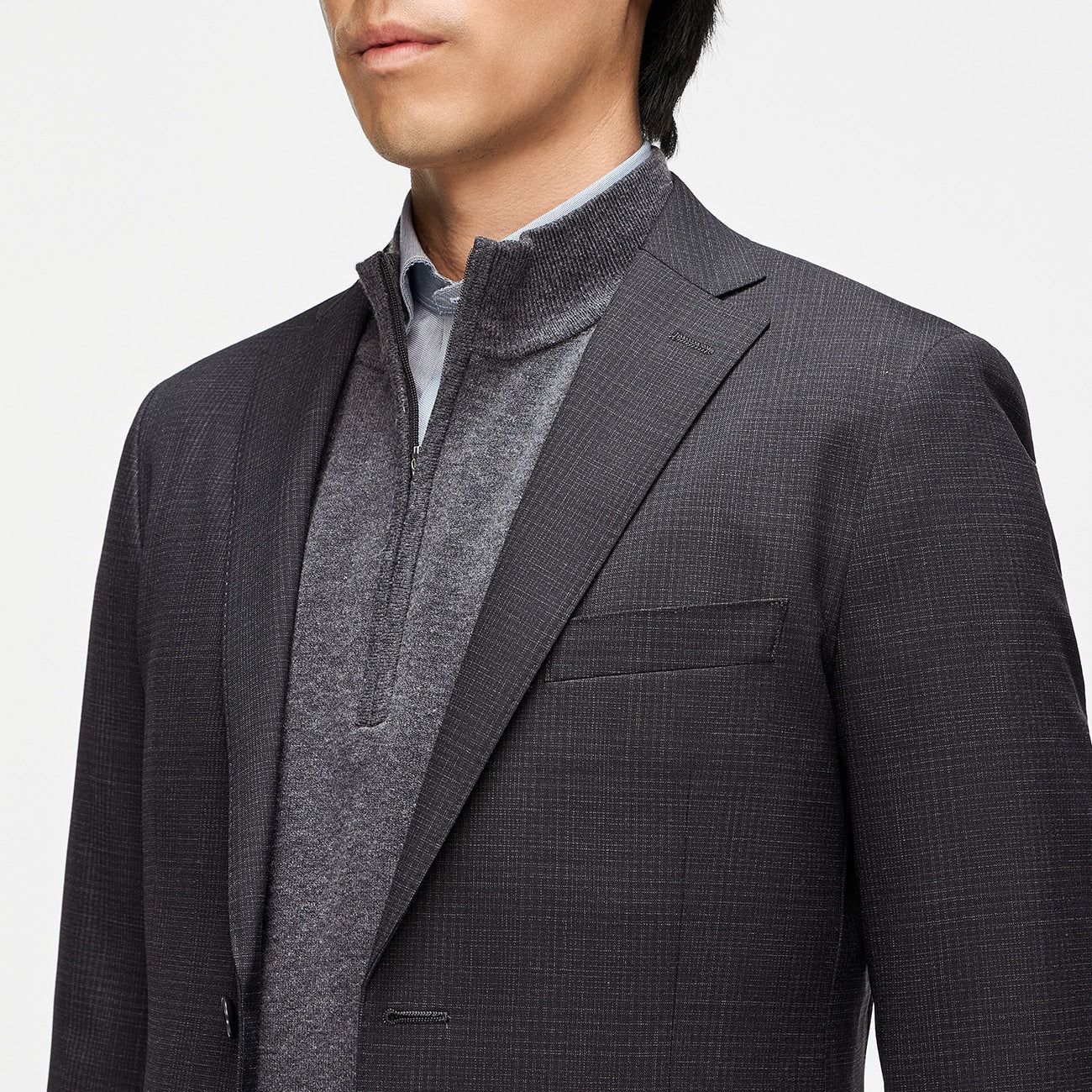 可機洗 Glen-plaid Slim Fit Suit -濃灰 灰