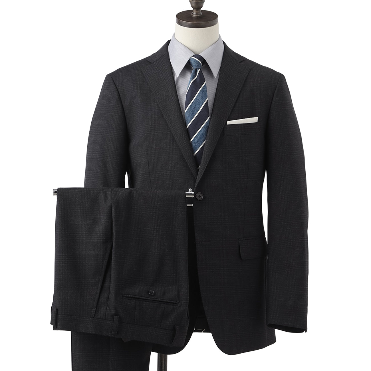 可機洗 Glen-plaid Slim Fit Suit -濃灰 灰