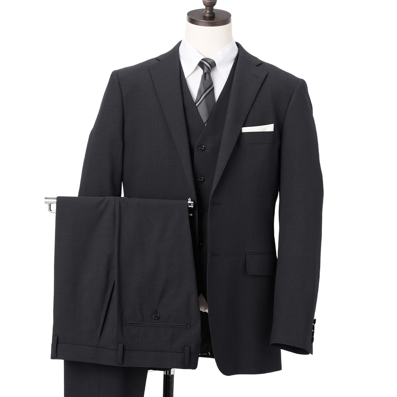 Washable Pinhead 3-piece Suit - Gray _01