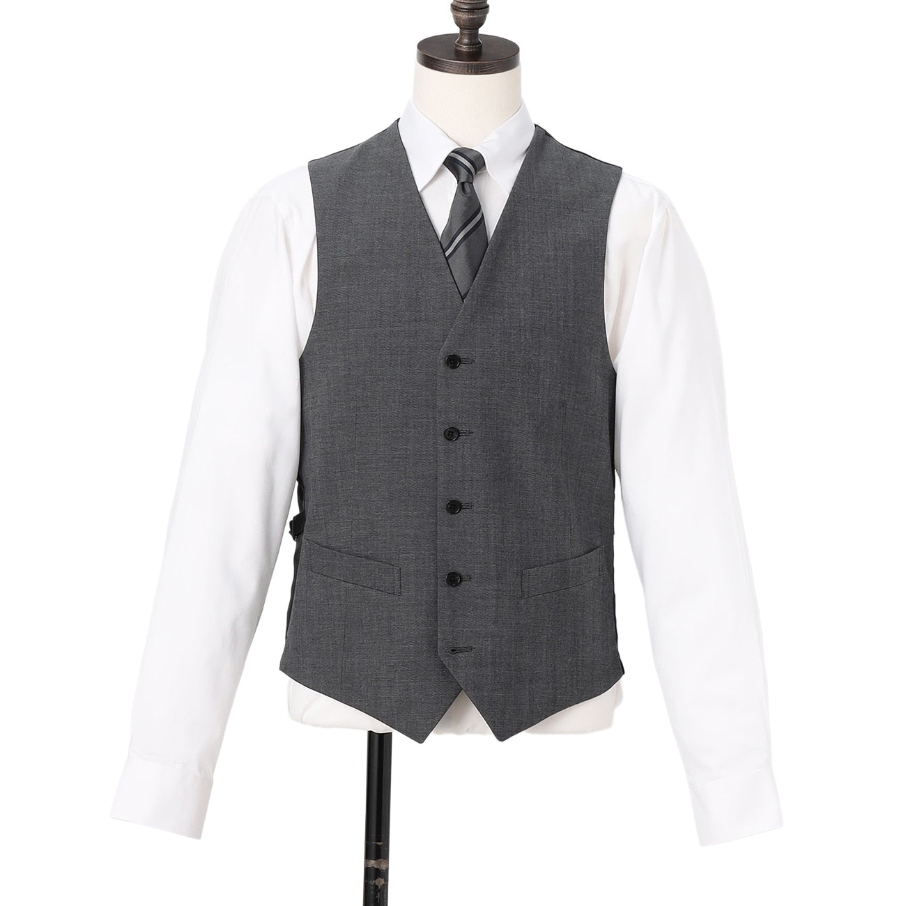 Washable Pinhead 3-piece Suit - Gray _04