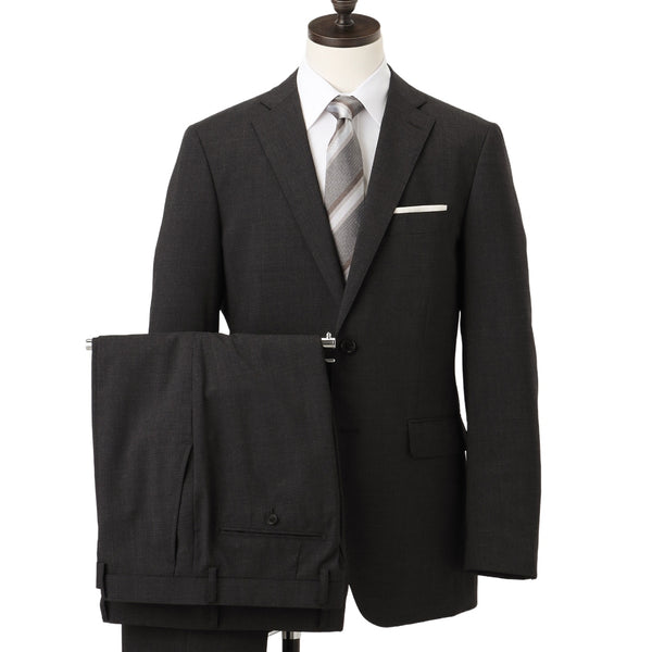 SUPER Aircool Washable Slim Fit Check 2-Pant Suit - Charcoal Gray