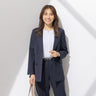Linen-like Double Breasted Jacket - Navy_01