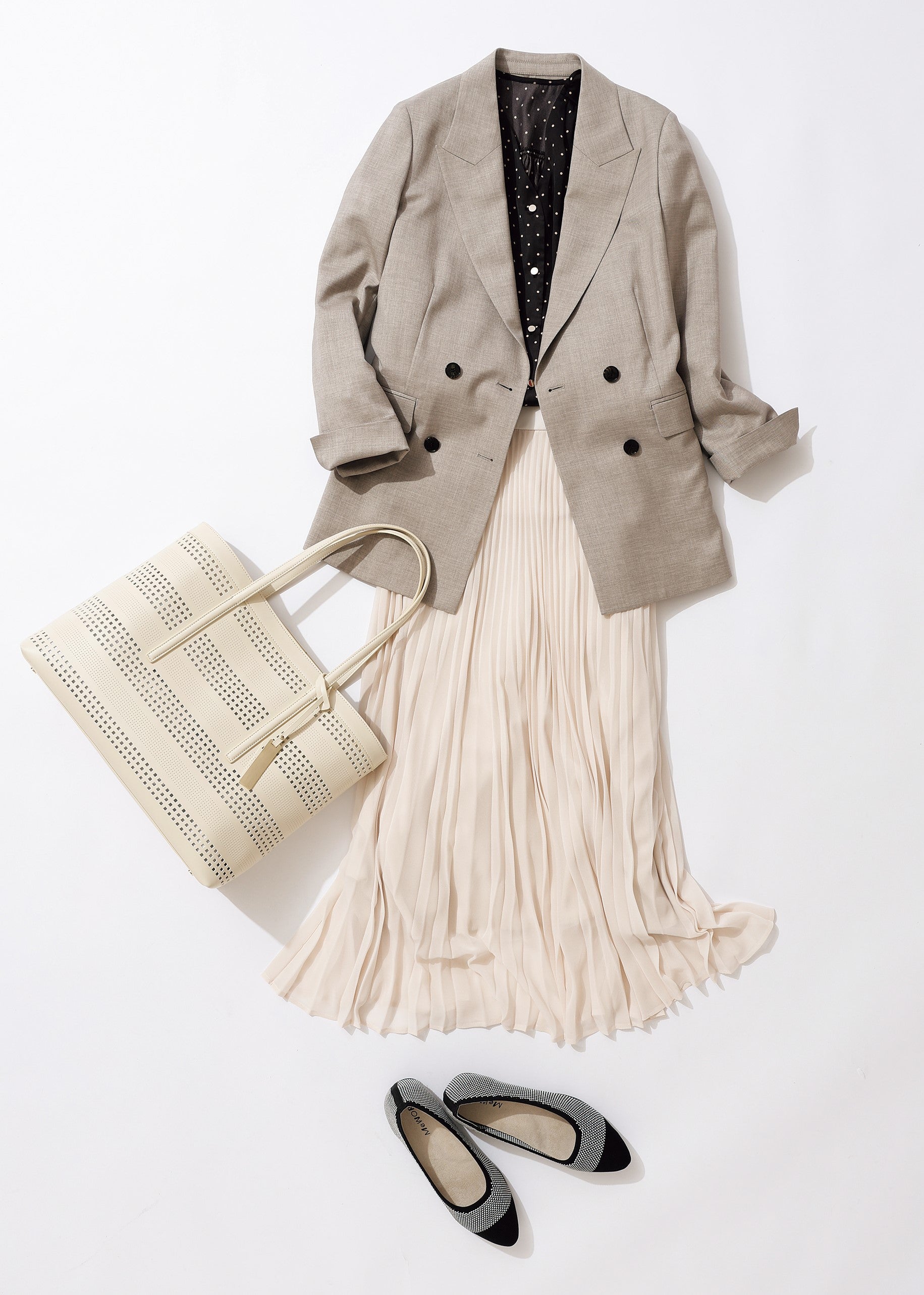 Linen-like Double Breasted Jacket - Beige_03