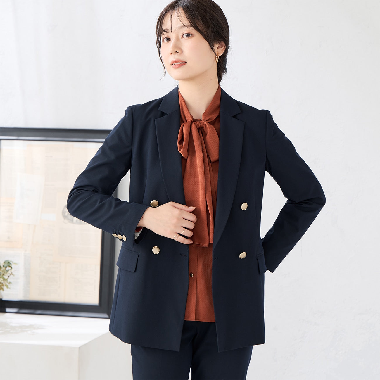 Light Stretch Double Breasted外套 -深藍