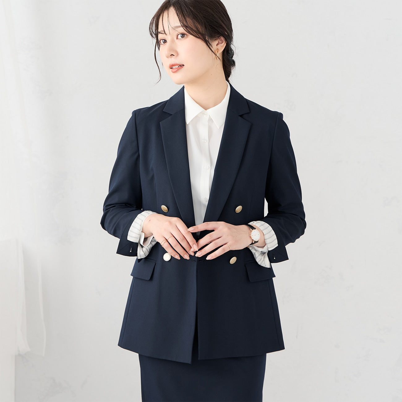 Light Stretch Double Breasted外套 -深藍