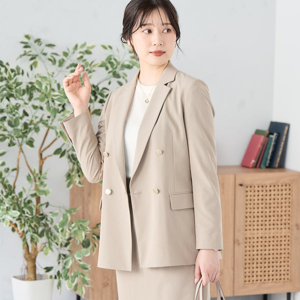 Light Stretch Double Breasted Jacket - Beige [A02_9255603