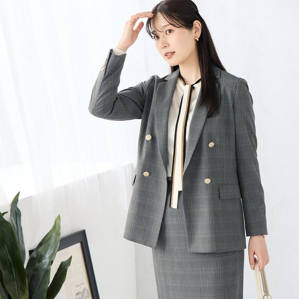 Light Stretch Double Breasted Jacket - Gray [A02_9255604