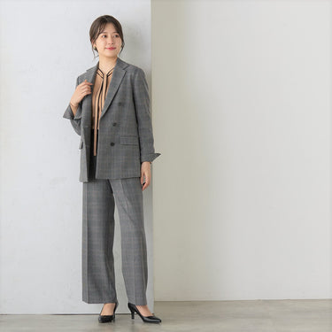 Tweed Stretch Black and White Check Double Jacket_03