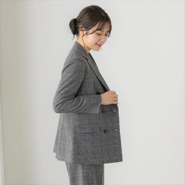 Tweed Stretch Black and White Check Double Jacket_07