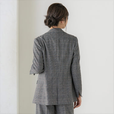 Tweed Stretch Black and White Check Double Jacket_08