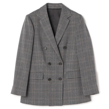 Tweed Stretch Black and White Check Double Jacket_09