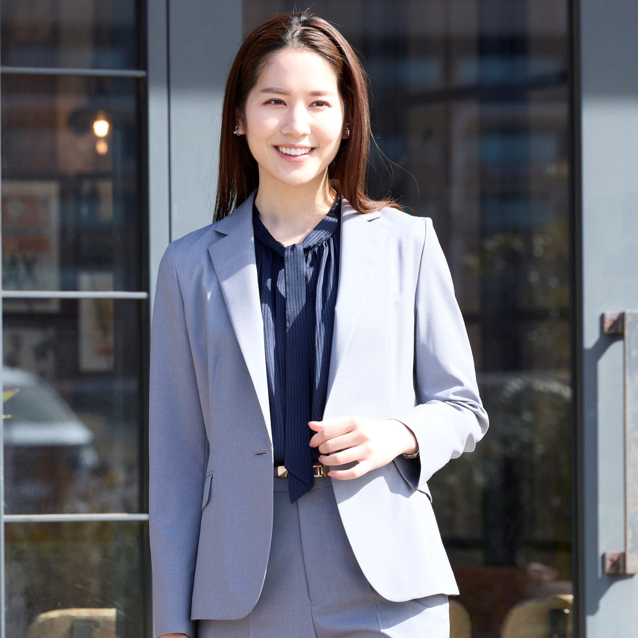 RIRANCHA Stretch Tailored Jacket - Gray_03