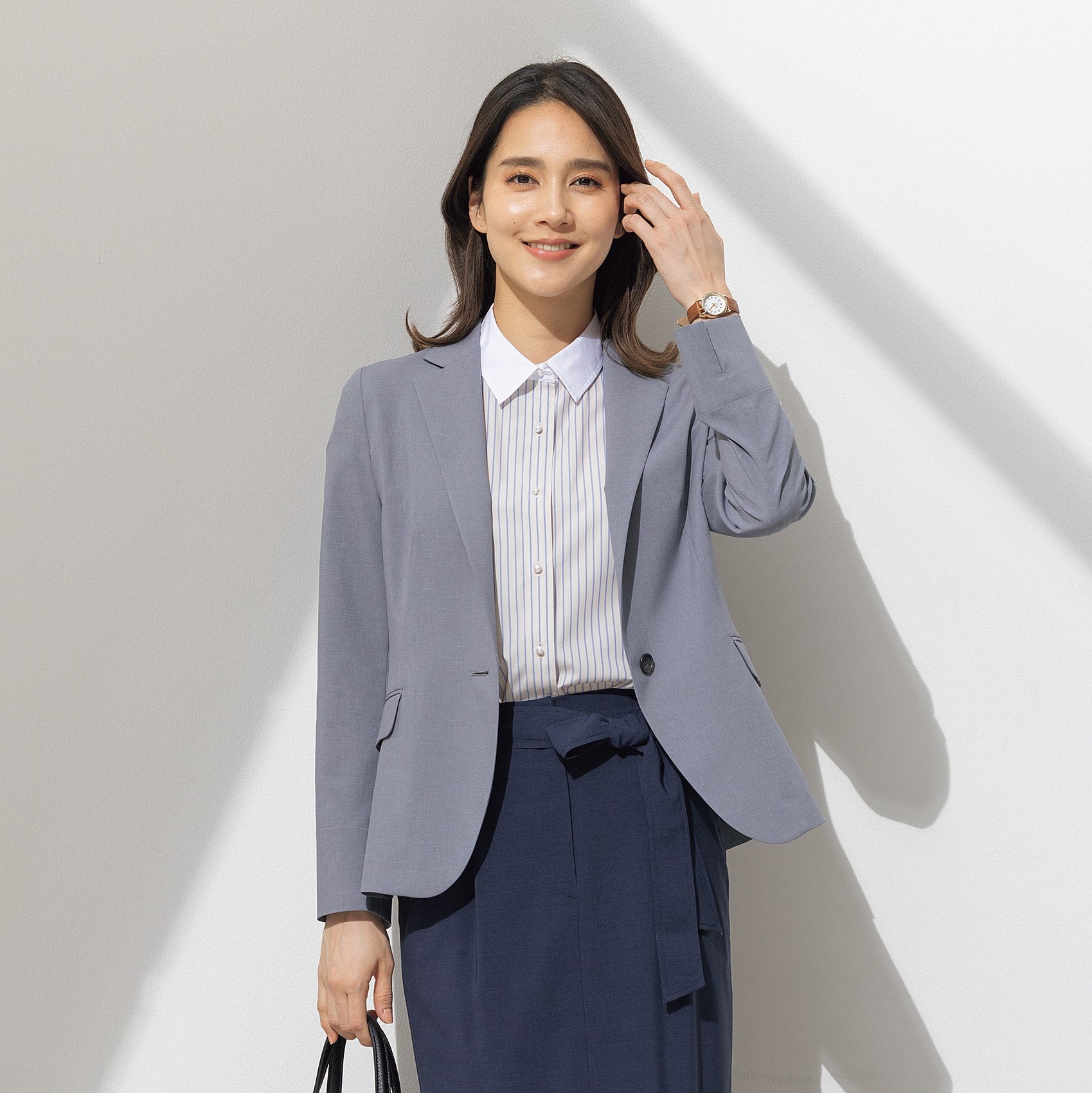 RIRANCHA Stretch Tailored Jacket - Gray_01