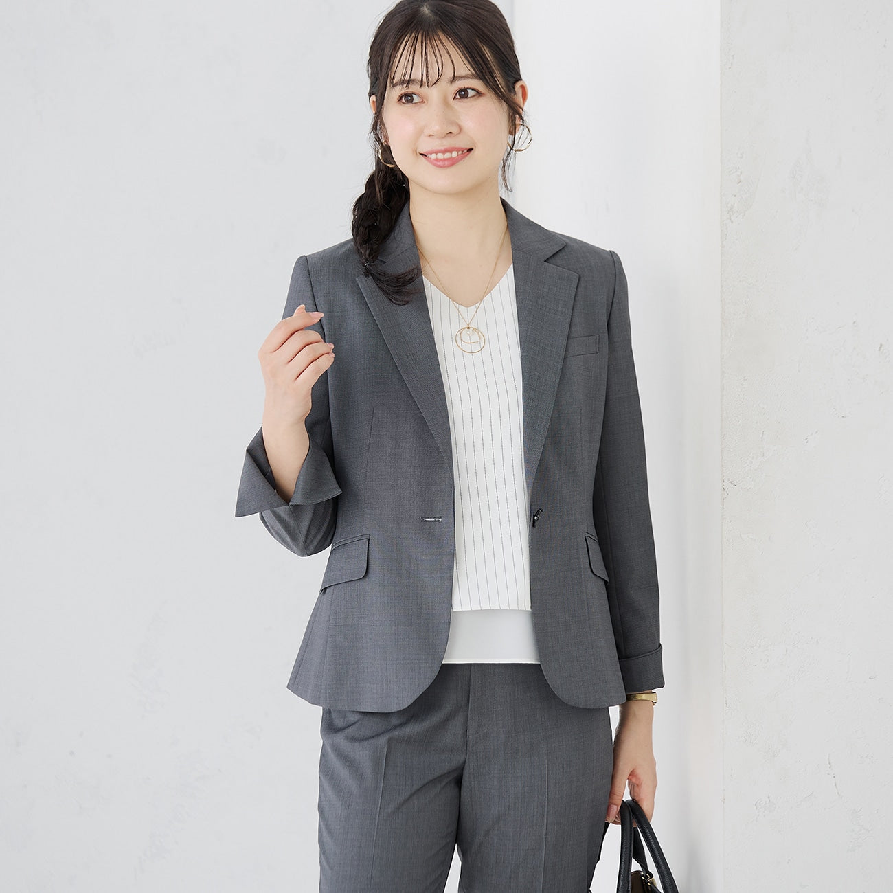 Pin Dot Tailored Jacket - Gray_04