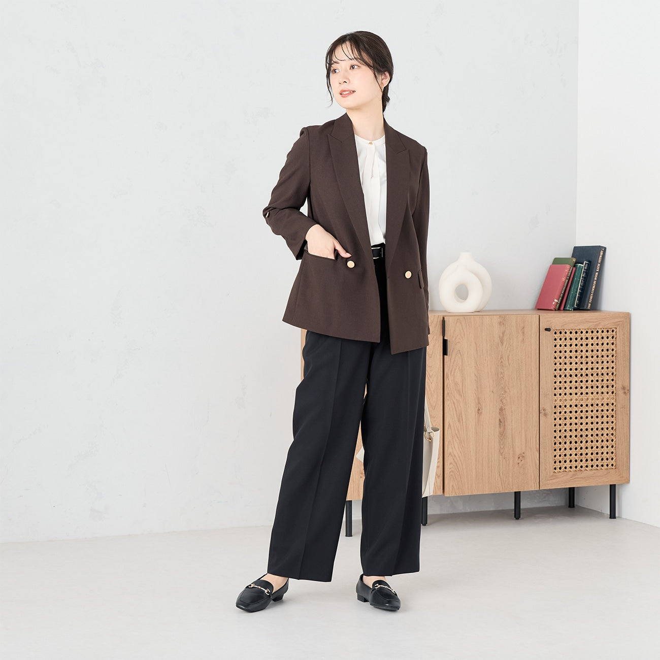 RIRANCHA 弹力双排扣外套 - Brown_06