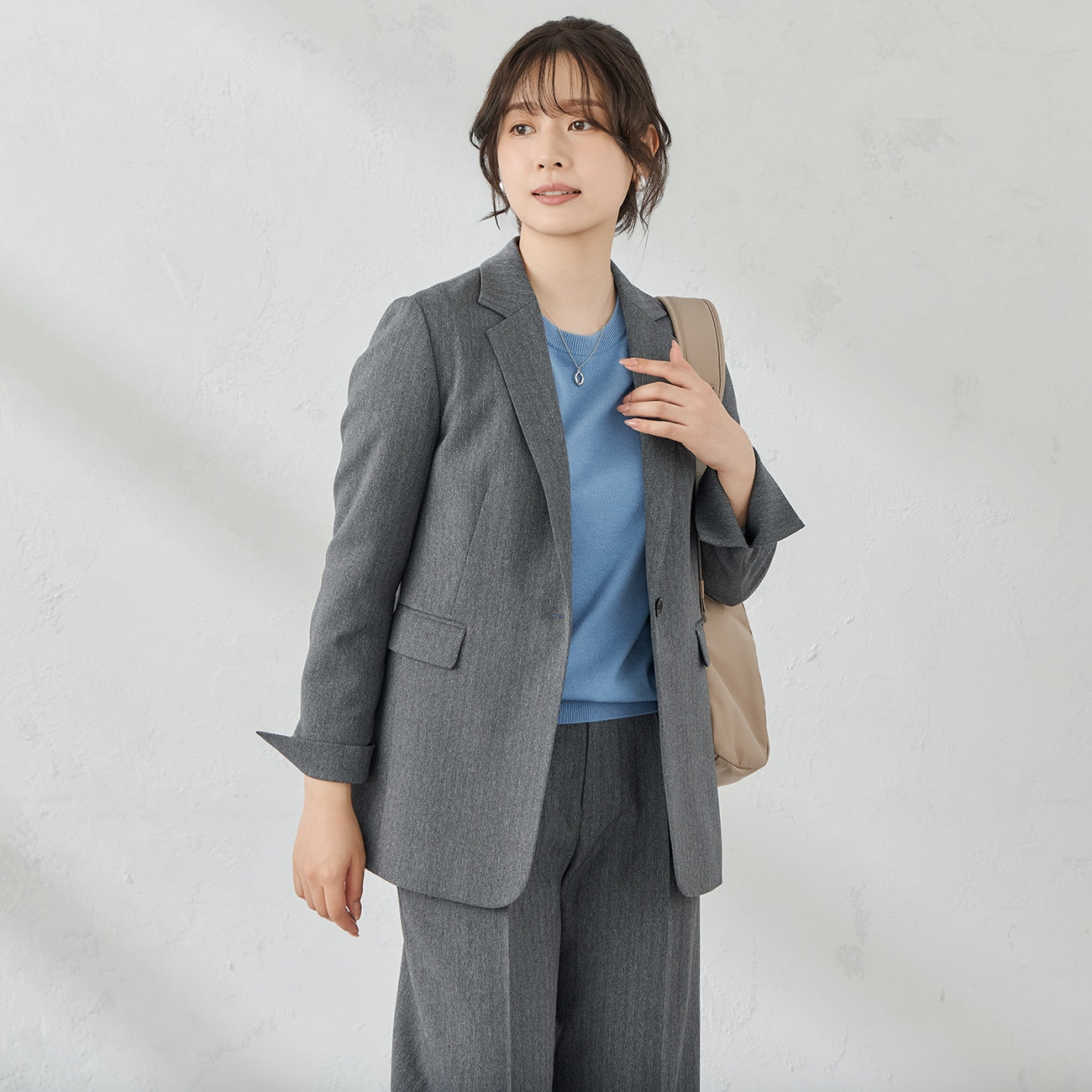 Tweed-Like鱼骨纹 Tailored外套 -灰