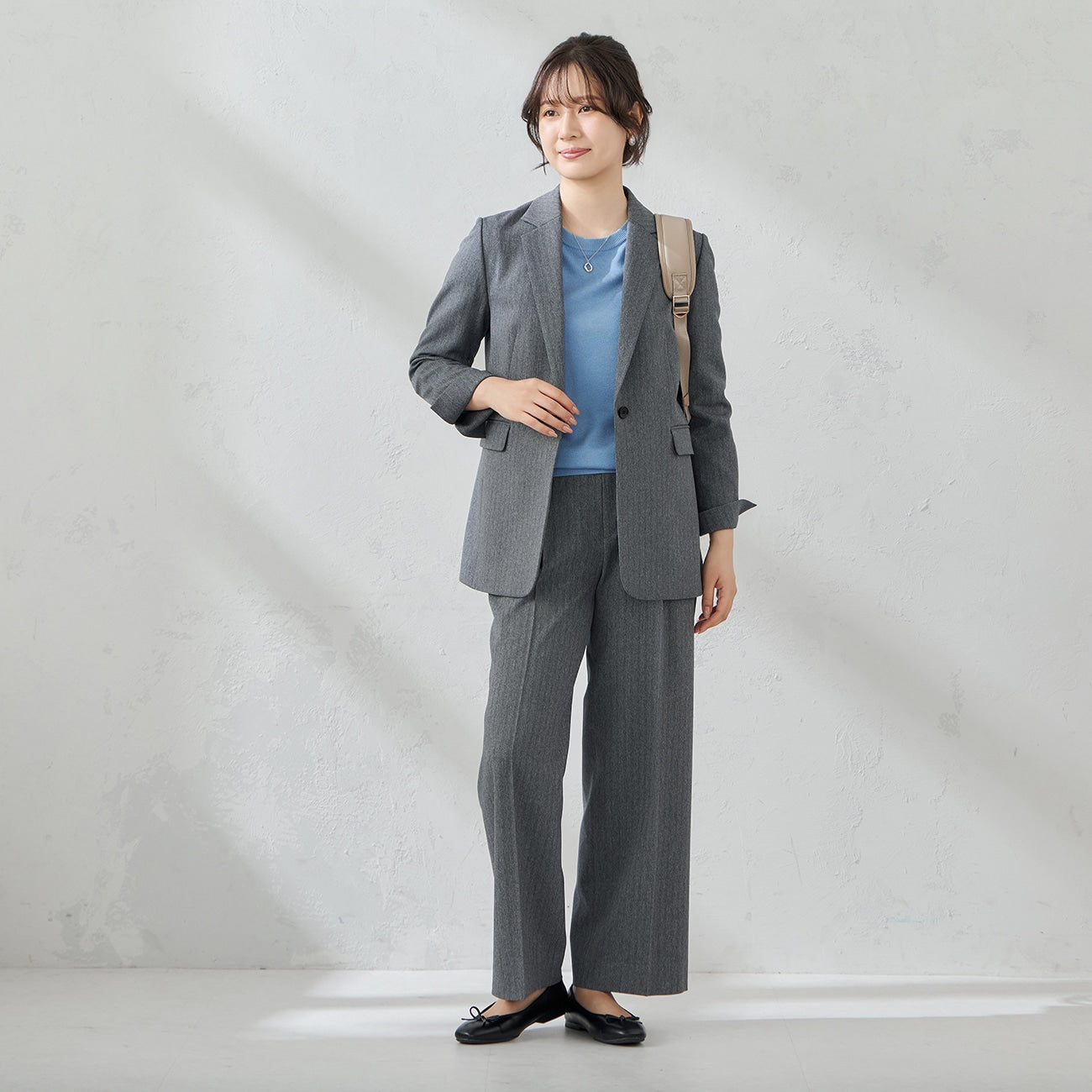 Tweed-Like鱼骨纹 Tailored外套 -灰