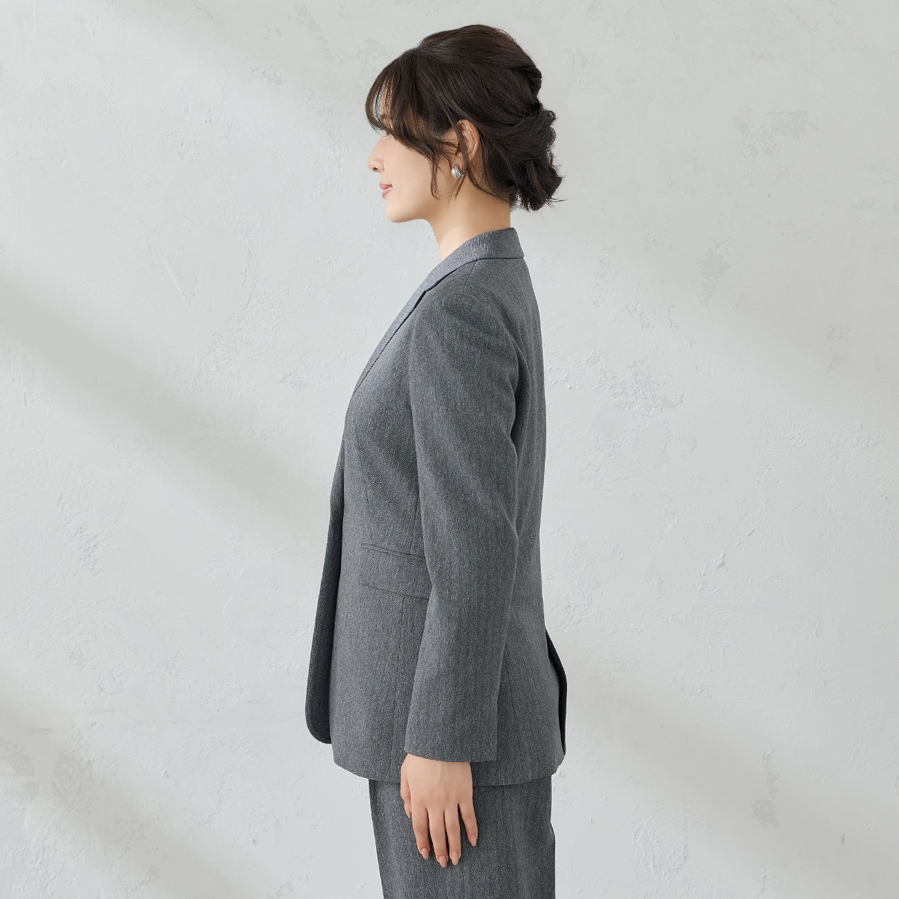Tweed-Like鱼骨纹 Tailored外套 -灰
