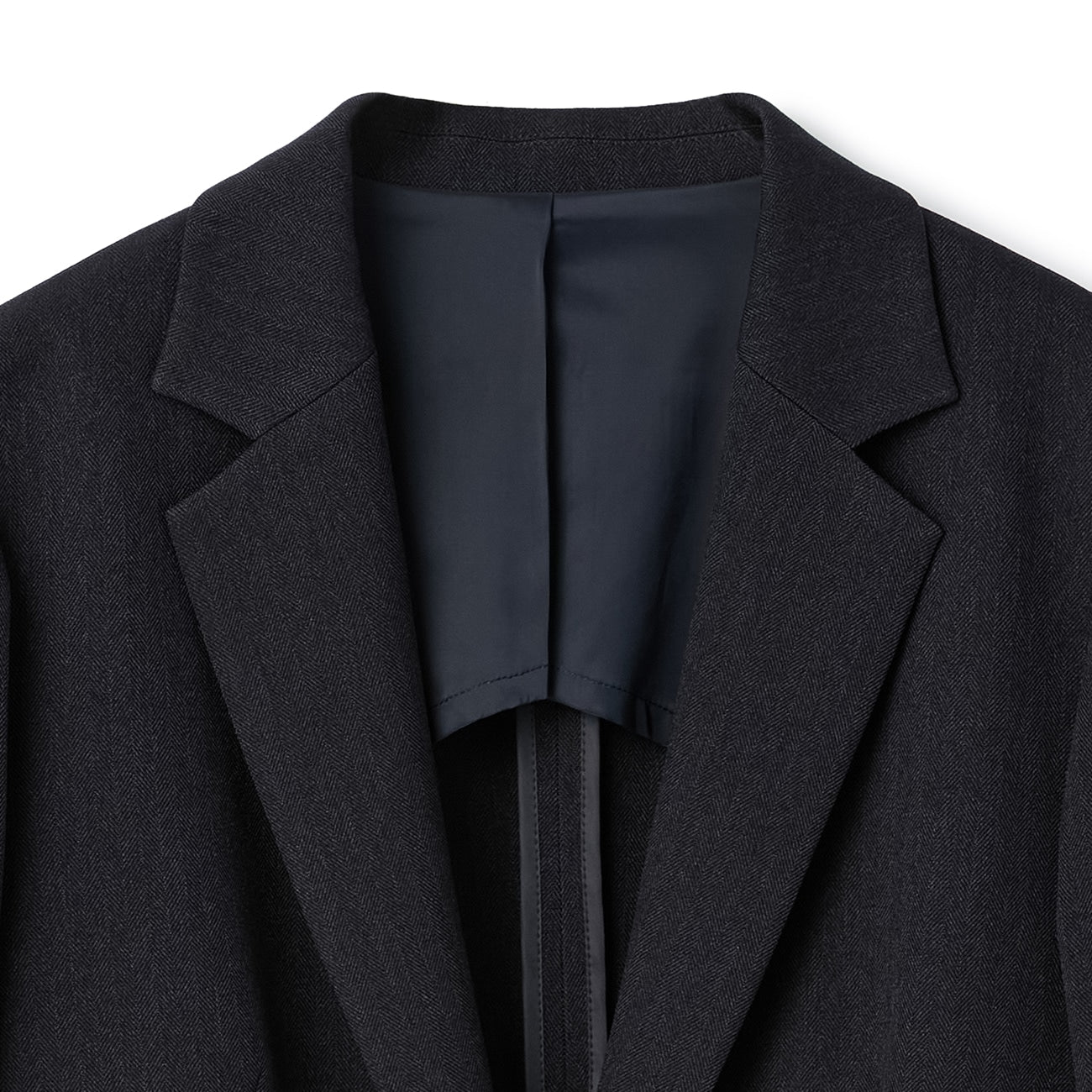 Tweed-Like鱼骨纹 Tailored外套 -深蓝