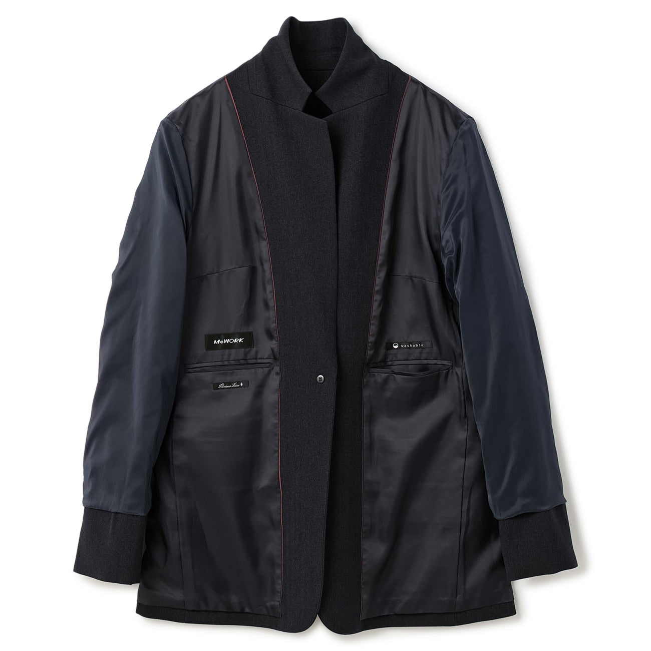 Tweed-Like鱼骨纹 Tailored外套 -深蓝