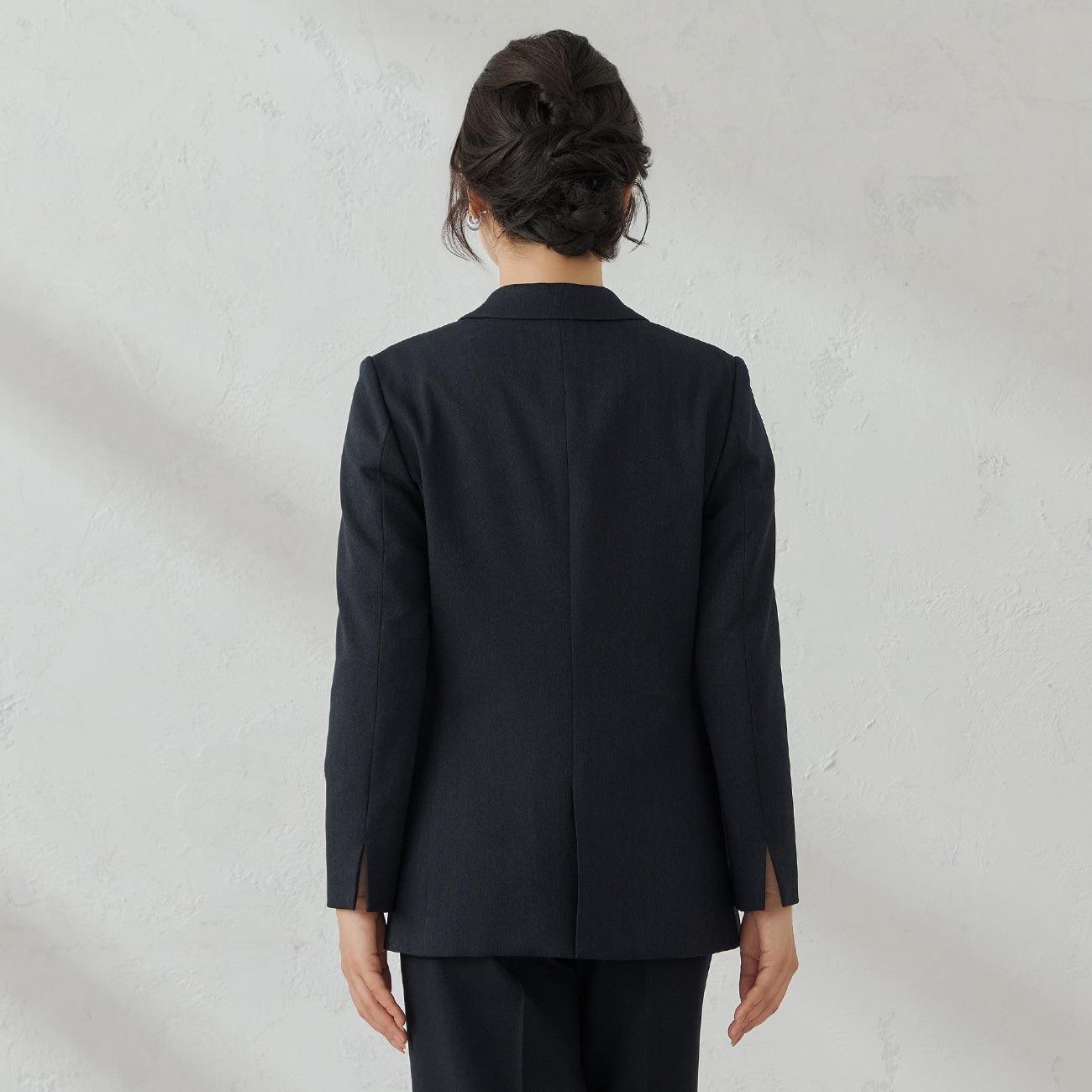 Tweed-Like鱼骨纹 Tailored外套 -深蓝