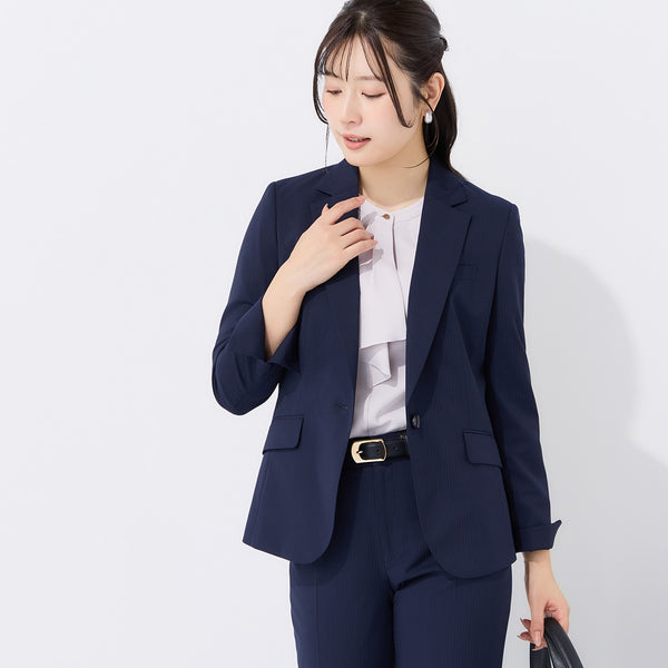 Aircool Washable Stretch Stripe Tailored Jacket - Navy