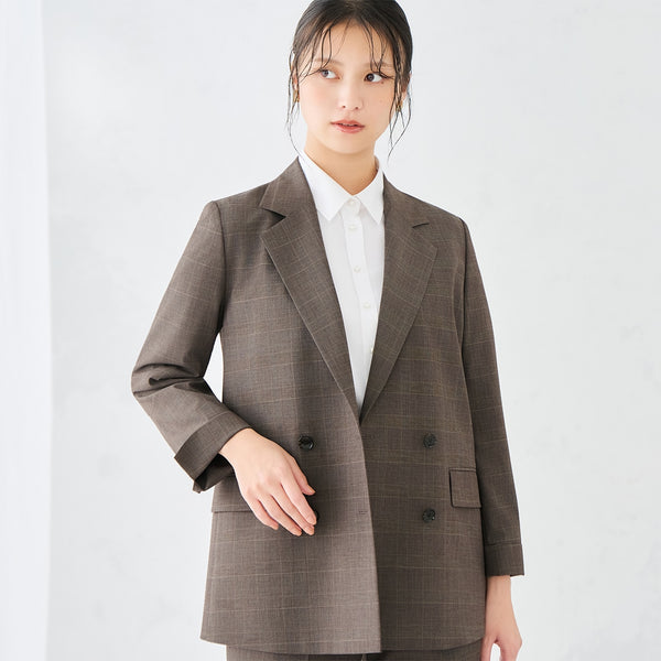Classic Stretch Double-Breasted Jacket - Brown [A02_G262L583