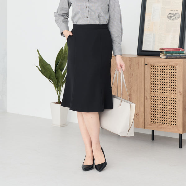 Powdery Stretch Flare Skirt - Black [A03_G252L681] | AOKI GLOBAL