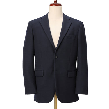 Bishu Wool Blend Navy Blue Pattern Knit Jacket_05