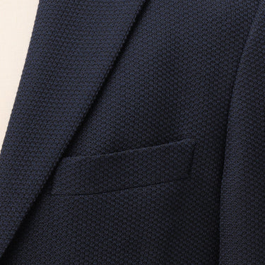 Bishu Wool Blend Navy Blue Pattern Knit Jacket_07